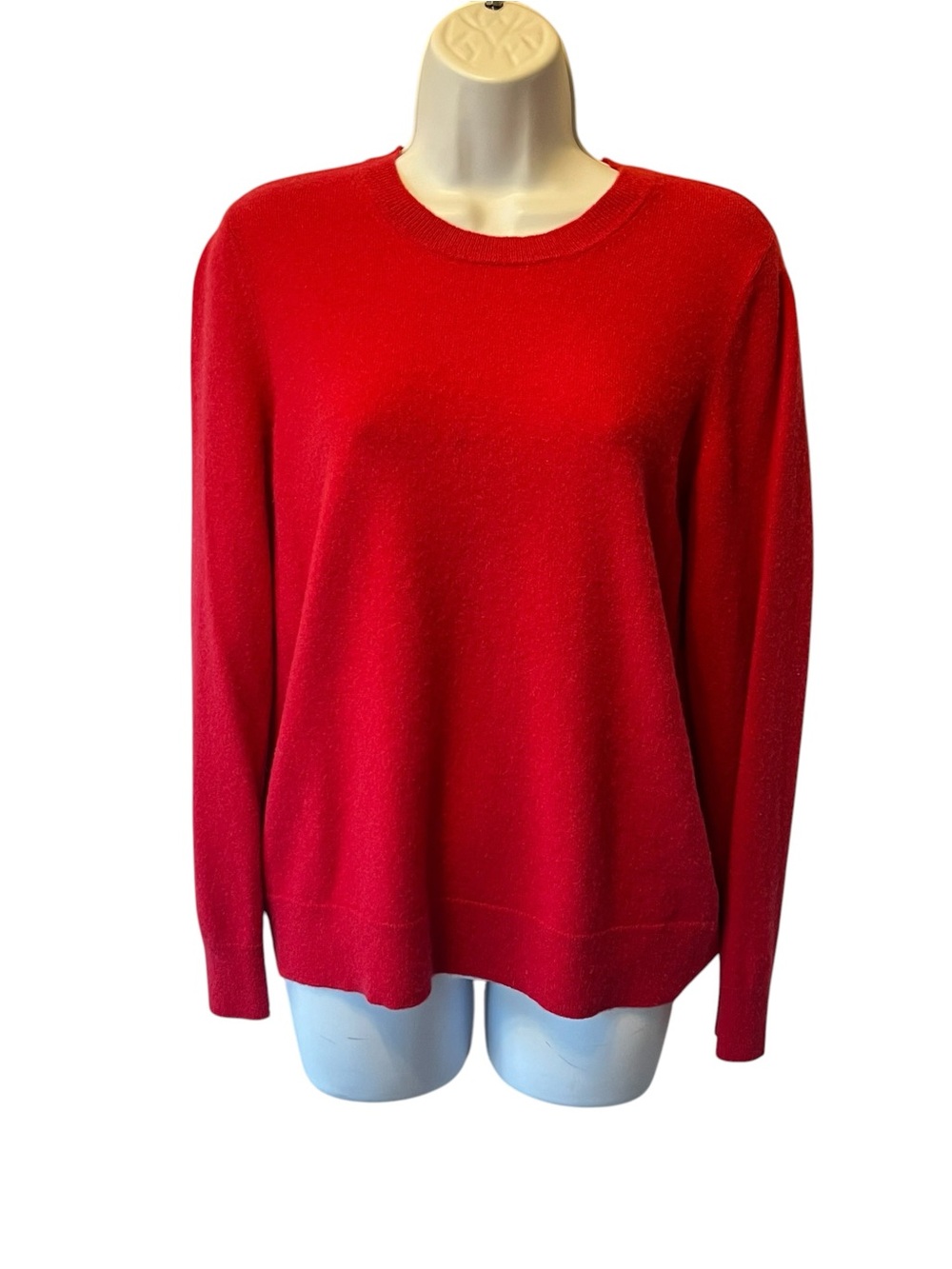 Nine West pullover sweater 100% Cashmere L Red Crew neck Long sleeve Womens FLAW